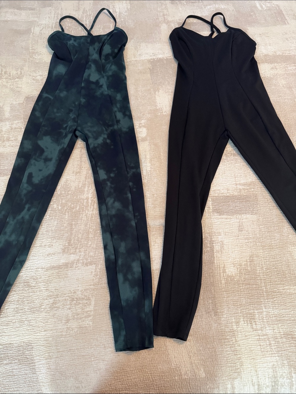 Victoria's Secret Athletic Jumpsuit Set - Black & Dark Green Tie-Dye